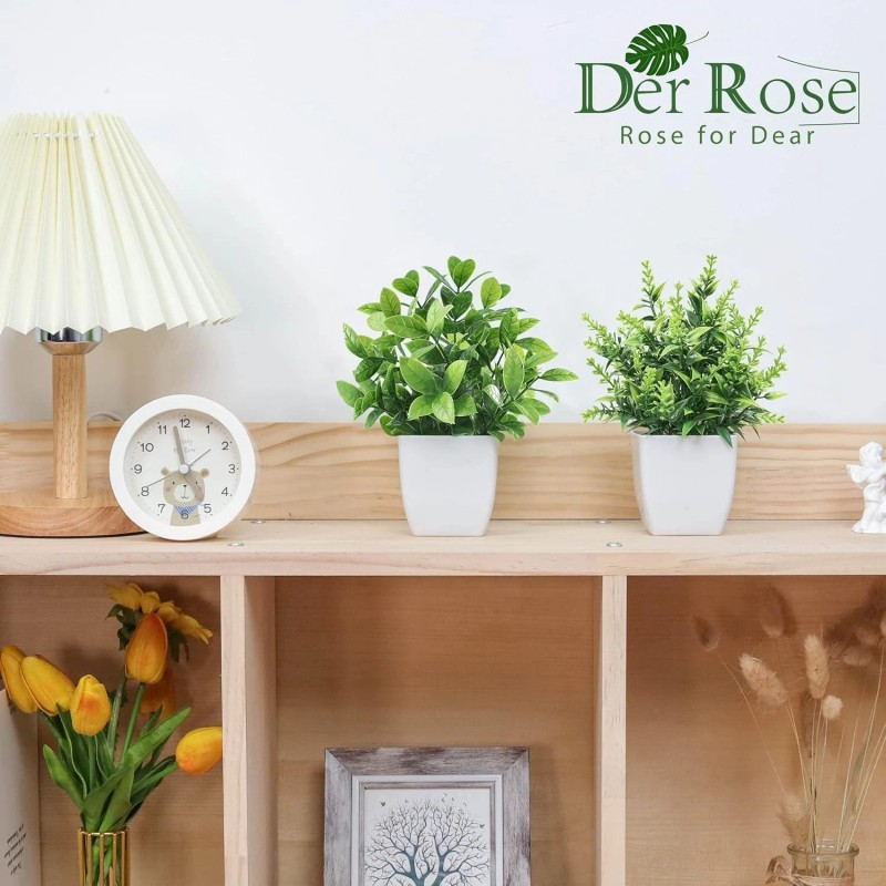 Der Rose 2 Pack Fake Plants Small Faux Artificial Small