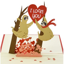 Cutpopup Sloth Couple - Valentine's Card, Anniversary Card, Wedding Anniversary Card, Pop Up Valentine's Cards, Pop-Up Card, 3D Birthday Card for Wife, Sloth Couple, Pop-Up Card (Sloth Couple) DE