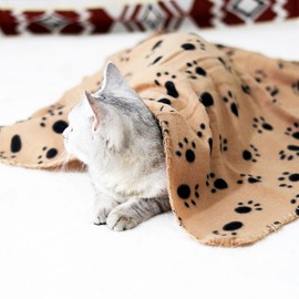 TBK Pets Double-Sided Fleece Pet Blanket, Soft Snuggle Blanket for Dogs and Cats, Machine Washable (1 Brown, 28x24/70x60cm)