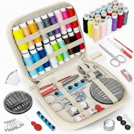 MIXCOOL Sewing Kit for Adults, Beginners, Needle and Thread Kit, Portable Sewing Supplies, Contains Thread, Scissor, Needles, (Beige, M)