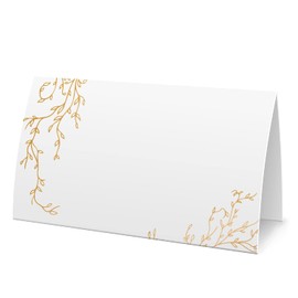 Golden Leaf Food Tent Labels(25 pack) - Place Cards for Weddings, Table Place Cards - Perfect for Wedding Place Cards, Banquet tables, Buffet food label-(FZ-a07)