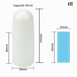 DTYGUIXE 4 Pz Bottiglie a Rullo in Plastica Bottiglie Vuote con Sfera a Rullo da 50ml Contenitori Deodoranti Fai da Te con Sfera a Rullo per Aromaterapia, Profumi, Deodorante e Cosmetici