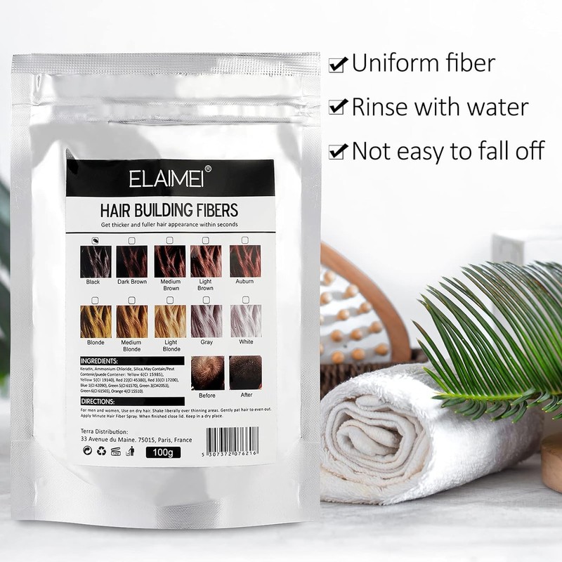 Hair Fibers Spray Refill Powder 100 Grams,Medium Brown,Thinning Fine Hair