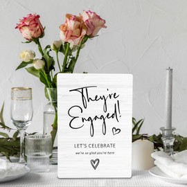 HYKDFMNCJ Wedding Engagement Wooden Stand,Wedding Welcome Wooden Sign Stand 5x7 Inch,Engagement Party Sign,Engagement Signs For A Party，Engagement Party Welcome Sign，They're Engaged Sign