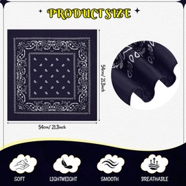 Yearntown Bandanas Scarf with Leather Ring Floral Buckle Paisley Bandana Headwear Western Scarf Gifts for Women Men Halloween(Navy Blue,1 Pack)