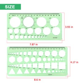 Tamaki Circle Template Measuring Geometry Ruler Geometric Drawings Stencils Rulers Scale Drafting Digital Drawing Set for Office and School Building Formwork Drawings Templates, 2 Pack