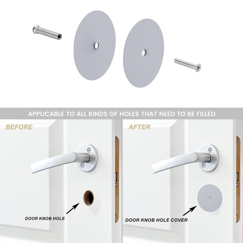 NAUBEA 1 Pack Door Hole Cover Plate Primed Gray Deadbolt