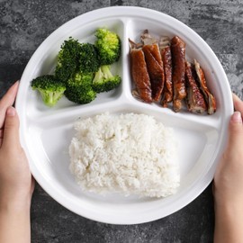 TrueCraftware- 3 Compartment Deep 10” Serving Plate White Color Melamine Set of 12- Dishwasher Safe Break-Resistant Serving Platter Dinner Plates Portion Plates for Dinner Home Kitchen Restaurants