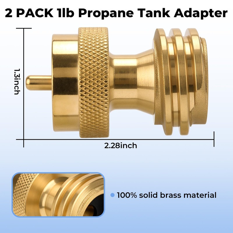 2 Pack 1lb Propane Tank Adapter, 20lb to 1lb Converter,