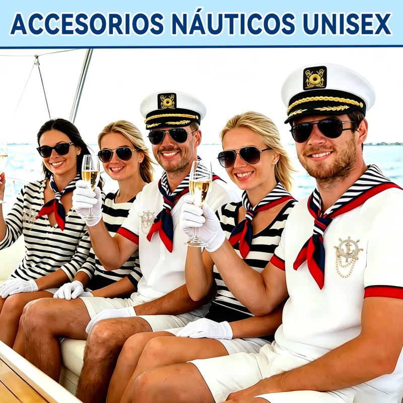 5 Set Sombrero Ajustable Capitan Marinero Gorro Gorra Yate