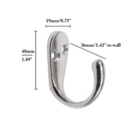 Beilala Silver Coat Hooks, 6 Pack Chrome Door Hooks Heavy Duty Single Vintage Hook with Screws for Hanging Clothes Robe Towel Hat Key Bag Cup