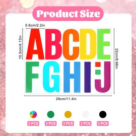 150Pcs 15 Sheets 4 Inch Large Letter Stickers, Colorful Alphabet Letters and Numbers Stickers Vinyl Alphabet Sticker Bulletin Board Letters for Education Poster Board Classroom Wall Decor (Colorful)