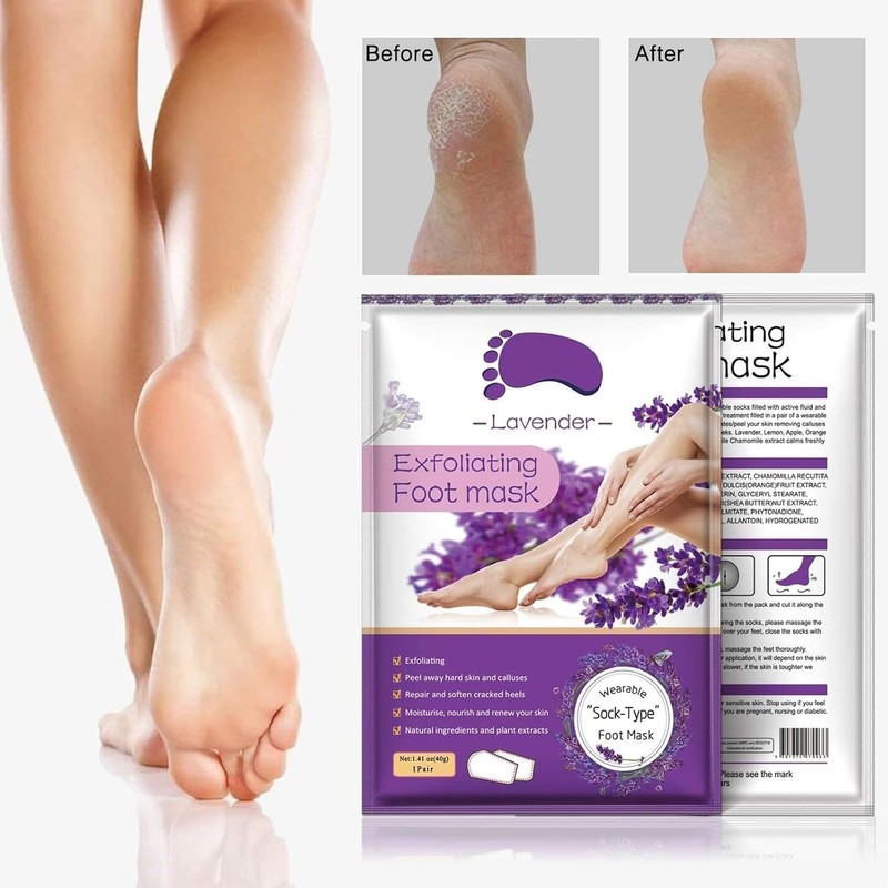 Bluemega Máscara Exfoliante para Pies, 2 Piezas, Púrpura