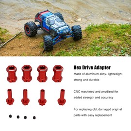 RC Wheel Hex Hub Spacers, 4 Pcs RC Hex Hub Replacement CNC Machined Easy to Use 12mm Combiner for RC Climbing Car(Red)