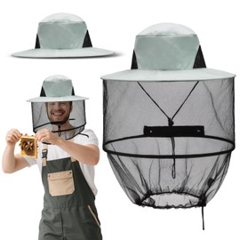 YUWJOOWEE Mückennetz Kopf Mückenschutz Hut, Imkerhut mit Schleier, Grau Hut Mit Moskitonetz für Outdoor Wandern Camping Gartenarbeit Angeln