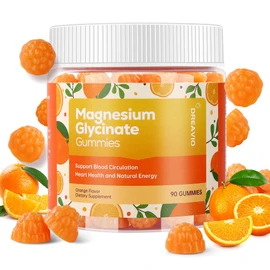DREAVIO 90 Count Magnesium Glycinate Gummies 400mg w/Ashwagandha Supplement - Sugar Free Zinc Magnesium Glycinate Supplement Ashwagandha Gummies for Adults Orange Gummies