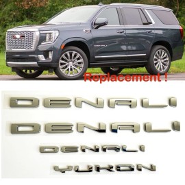 GMC 4pcs Chrome Door Rear DENALI Yukon Emblems Letters 2021-2023 GMC Yukon Yukon XL