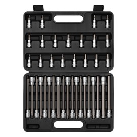 EMENTOL 38PCS 3/8" Drive Hex Bit Socket Set, CR-V, S2 Steel, SAE/Metric, Extra Long and Standard Allen Hex Bit Socket Set, 1/8 Inch - 3/8 Inch, 3mm - 10mm