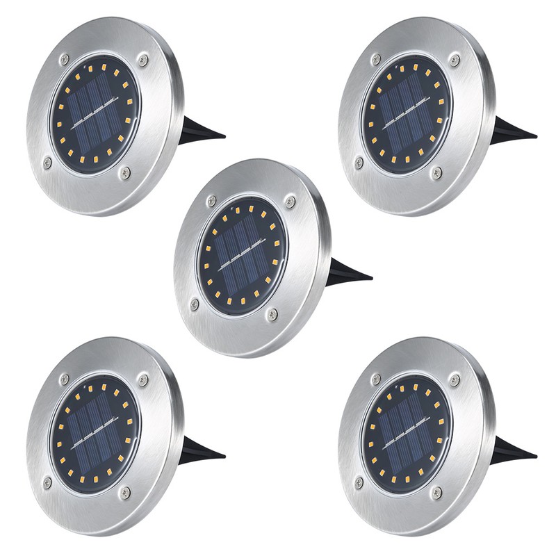 5Pcs Solar Power Underground Light Landscape Lamp 16 LED RainProof
