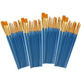 40 Pcs Paint Brushes Set Detail Small Brush, Oil Watercolor Acrylic Paint Brush, Artist Paintbrushes for Acrylic Painting, Body Face Rock Canvas, Drawing Arts Crafts Supplies, Blue