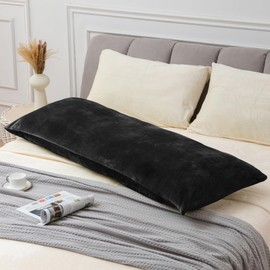 BEDELITE Body Pillow Cover with Zipper Closure, Super Soft and Cozy Fuzzy Fleece Body Pillow Case Cover 20 x 54 Inches, Luxury Fluffy Plush Long Body Pillow Pillowcase for Fall and Winter(Black)