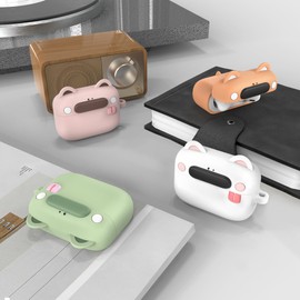 BOBEN AirPods Pro 2nd Generation Case Cover 2022 Cute Soft Silicone AirPods Pro 2 Case Cover，with Keychain and Cleaner Pen，Wireless Charging & Front LED Visible，Black (White)