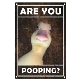 TAKurPIK Funny Duck Are You Pooping Bathroom Sign Quirky Retro Vintage Metal Signs Restroom Washroom Toilet Decor 8x12 Inches Rusting