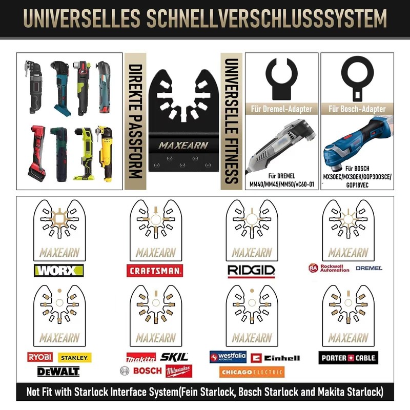 MaxEarn Oscillating Multitool Saw Blades, Titanium Extra Long Multitool Blades,