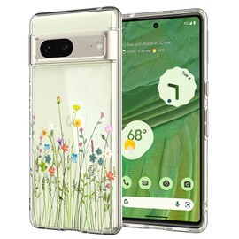 Unov Compatible with Pixel 7 Case Clear with Design Soft TPU Shock Absorption Slim Embossed Pattern Protective Back Cover for Pixel 7 6.3inch (Flower Bouquet)