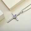 YL Butterfly Cross Necklace Sterling Silver Crucifix Pendant Created Tanzanite