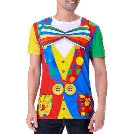 Funny World Men's Clown Costume T-Shirts, XX-Large, Multicoloured