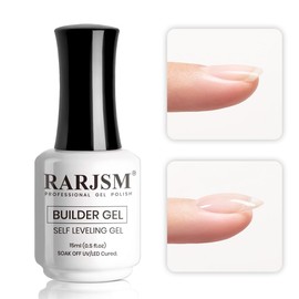 RARJSM Clear Builder Nails Gel Polish for Self Leveling Transparent Nail Strengthener in a Bottle Nail Extension Hard Gel 15ml Brush on Buidler Extend Gels UV LED Soak Off Curing Requires Salon Home