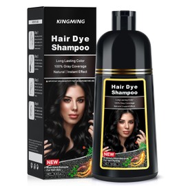 Black Hair Dye Shampoo, Hair Color Shampoo for Women Men Grey Hair Coverage 500ml (Black)