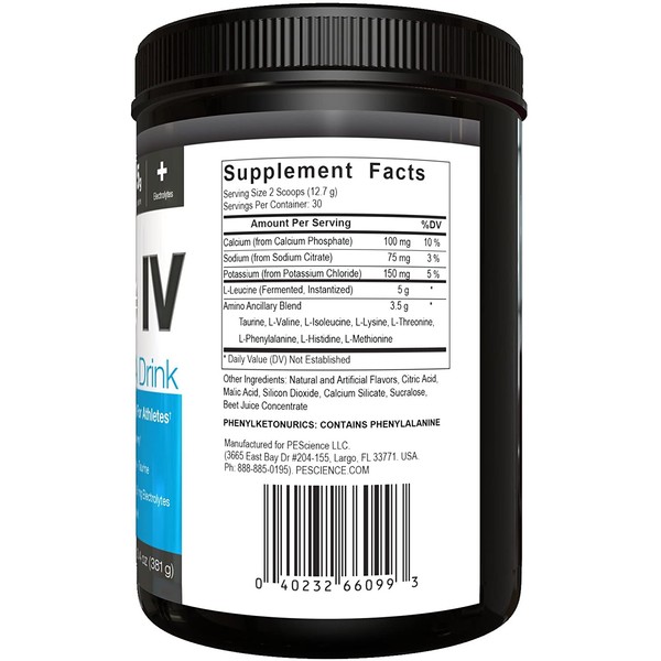 PEScience Amino IV, Raspberry Grape, 60 Scoop, BCAA and EAA Powder with Electrolytes