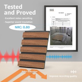 Art3d 2 Wood Slat Acoustic Panels for Wall and Ceiling - 3D Fluted Sound Absorbing Panel with Wood Finish - Walnut