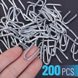 Bates Choice Fence Staples, 200 pcs, 1" Galvanized Steel, Silver, U Shaped Nails for Wood & Wire Fencing