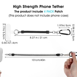 Bremorou 2 Pcs Anti Theft Phone Tether Leash Drop Prevention Strap Climbing Hook Universal Lanyard Fitting Outdoor Hiking Cycling Climbing Skiing Compatible For Most Smartphones