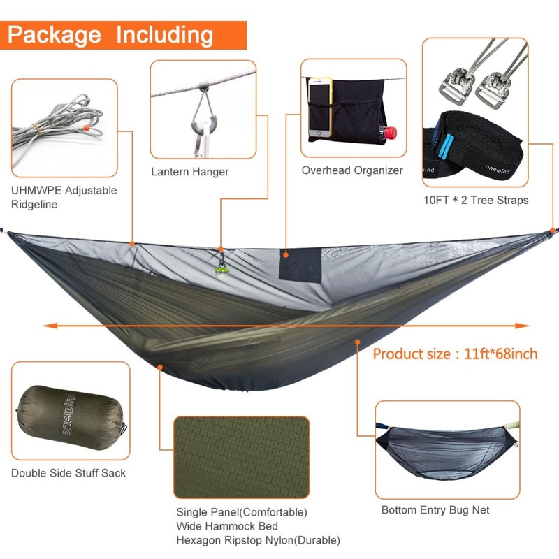 onewind 11ft Camping Hammock with Bugnet, Portable Double Hammock with