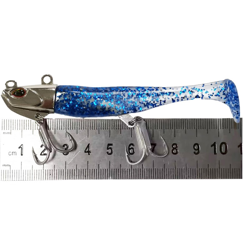 Kmucutie 5 pcs Fishing Metal Head Soft Lures jig Set
