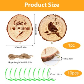 Fat Ball Holder Grandpa, Grandpa Garden Gift Made of Wood, Grandpa's Beep Show Hanging, Fat Ball Holder with 10 Mesh Bags, Original Wooden Gift for Grandpa for Garden Balcony