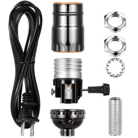 Honoson Lamp Kit for Repair Light Replacement Bulb Lamps with 3 Way Socket Light Repair Kit Rewire Finish Chandelier Wiring Parts for Antique DIY Steel Lantern Design Making Switch(Black)
