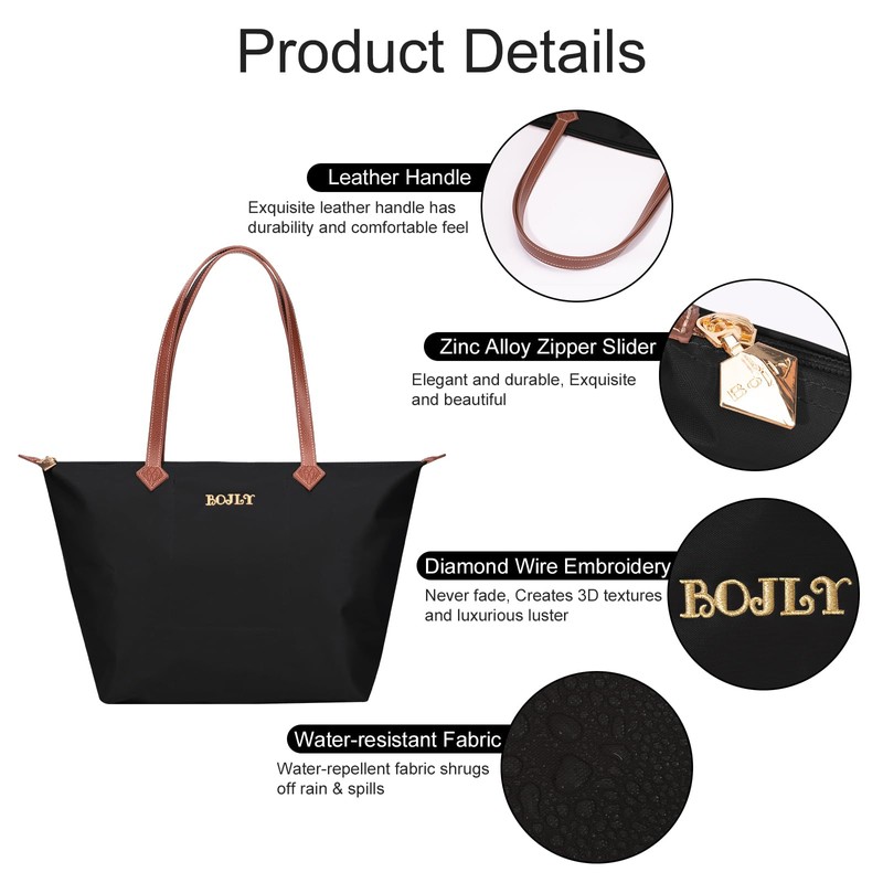 BOJLY Large Capacity Waterproof Tote Bag for Women - Foldable