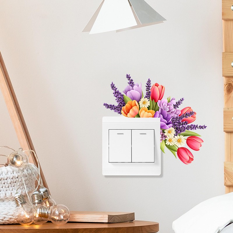 Flower Switch Stickers Unique Floral Light Switch Decals Decor Wall