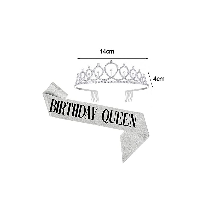 Andy's Orchids Birthday Queen Sash and Headband, Silver Birthday Queen
