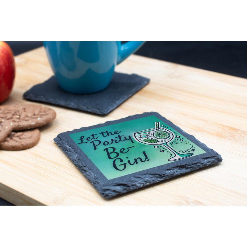 Let the Party Be-Gin! Slate Coaster – Fun Cocktail Design