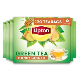 Lipton Honey Ginger Green Tea Bags, Flavored, Unsweetened Teabags for Hot Tea or Iced Tea with Caffeine and Flavonoids, 120 Total Tea Bags (20ct - Pack of 6)