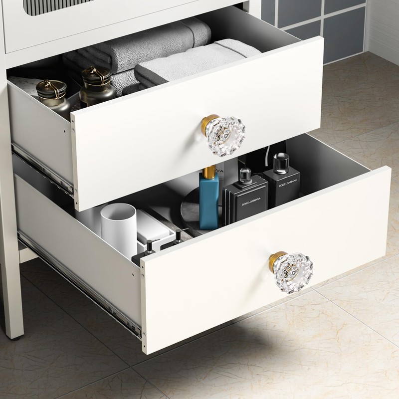 Vintage Cabinet Knobs Crystal Cabinets Knob 4 Pack, Antique Brass