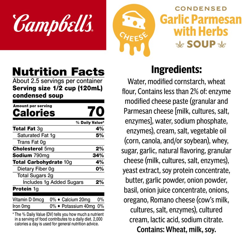 Campbell's Condensed Garlic Parmesan Cheese Soup With Herbs, 10.5 oz