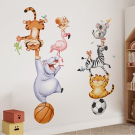 Tanlaby Jungle Animals Wall Stickers Cartoon Animal Circus Wall Decals Hippo Tiger Zebra Safari Art Decor for Baby Nursery Kids Toddler Bedroom Playroom Daycare