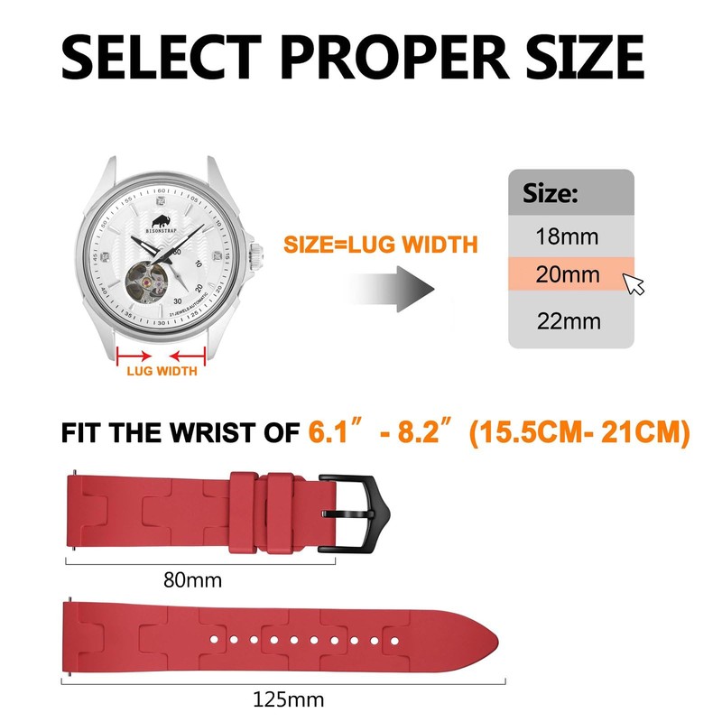 BISONSTRAP FKM Watch Strap, Diving Rubber Strap for Men, Quick